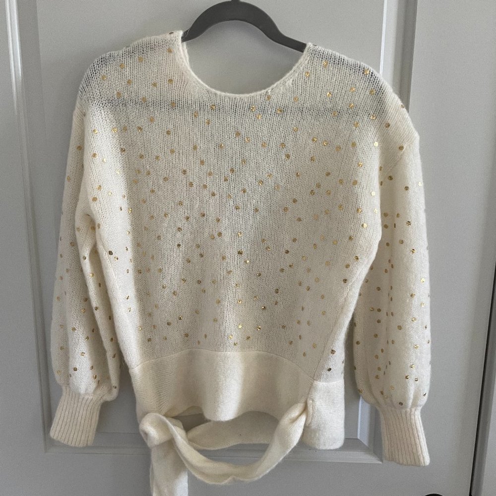 Sezane | Maelle Jumper | Wrap Sweater in Ecru & Gold - Nearly New